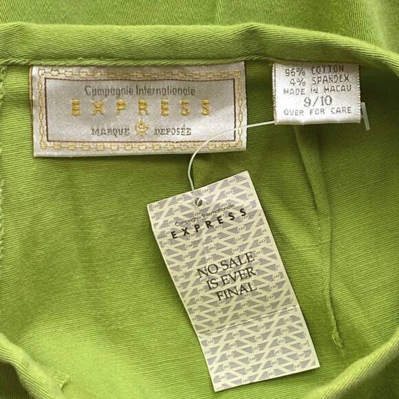 NWT ~ Lime Green Skinny Cotton Pants by Campagnie International Express~ 9 / 10 - Picture 5 of 5
